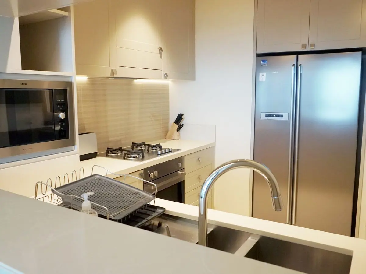 Stainless steel refrigerator in a modern kitchen